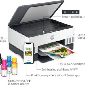 HP Smart -Tank 6001 Wireless All-in-One Printer,mobile print, scan, copy (2H0B9A), Grey, White