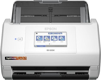 Epson RapidReceipt RR-600W Wireless Desktop Color Duplex Receipt and Document Scanner with Receipt Management and PDF Software for PC and Mac, Touchscreen and Auto Document Feeder (ADF)