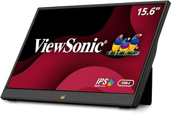 ViewSonic VA1655 15.6 Inch 1080p Portable IPS Monitor with a Built-in Stand, Mobile Ergonomics, USB C, Mini HDMI and Protective Case for Home and Office