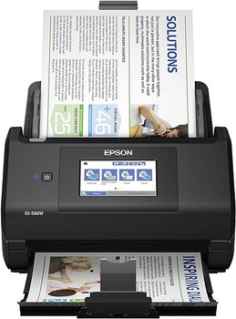 Epson Workforce ES-580W Wireless Color Duplex Desktop Document Scanner with 100-sheet Auto Document Feeder (ADF) and Intuitive 4.3" Touchscreen