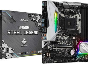 ASRock B450M STEEL LEGEND Socket AM4/ AMD Promontory B450/ DDR4/ Quad CrossFireX/ SATA3&USB3.1/ M.2/ A&GbE/ MicroATX Motherboard