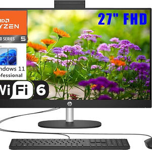 HP 27 AIO 27" FHD Business All-in-One PCAMD Ryzen 5 7520U 8GB RAM 2TB SSD KB & Mouse Win11 Pro BROAG 64GB Flash Drive