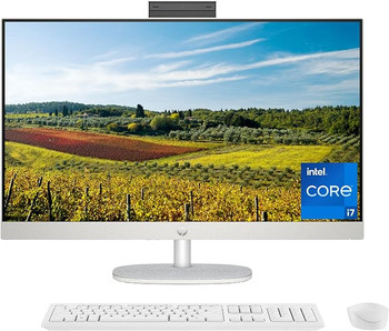 HP 27" Full HD All-in-One PC 13th Gen Core i7-1355U 12GB RAM 512GB SSD Iris Xe Graphics Win11 Pro Black 27-cr0082