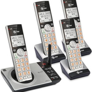 AT&T CL82407 DECT 6.0 4-Handset Cordless Phone for Home with Answering Machine, Call Blocking, Caller ID Announcer, Intercom and Long Range, Silver