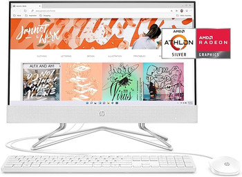 HP 24" All-in-One Desktop PC AMD Athlon Silver 3050U Pro AMD Radeon Graphics 8GB RAM 256GB SSD Win11 HM Snow white