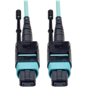 Tripp Lite 2M MTP / MPO Fiber Optic Patch Cable 12 40GbE Aqua OM3 Plenum 6ft 6' 2 Meter - N844-02M-12-P