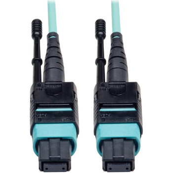 Tripp Lite 3M Fiber Optic MTP / MPO Patch Cable 12 40GbE Aqua OM3 Plenum 10ft 10' 3 Meter - N844-03M-12-P