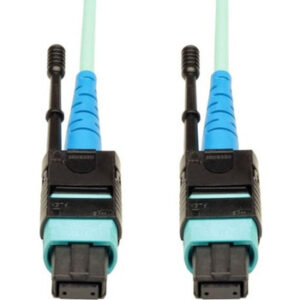Tripp Lite 1M MTP / MPO Patch Cable 24 Fiber 100GbE Aqua OM3 Plenum 3ft 3' 1 Meter - N846-01M-24-P