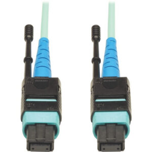 Tripp Lite MTP MPO Patch Cable Push Pull Tab 100GbE Aqua OM3 Plenum 3M 10ft 10' '3 Meter - N846-03M-24-P