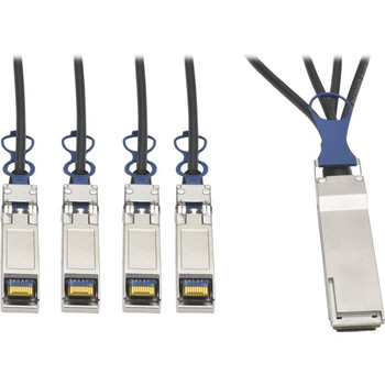 Tripp Lite 40GbE QSFP+ to 10GbE SFP+ Passive Copper Breakout Cable QSFP-4SFP10G-CU1M Compatible 1M - N281-01M-BK
