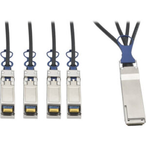 Tripp Lite 40GbE QSFP+ to 10GbE SFP+ Passive Copper Breakout Cable QSFP-4SFP10G Compatible 3M 10' - N281-03M-BK