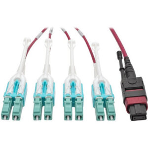 Tripp Lite 1M MTP MPO 8xLC 50/125 OM4 Fanout Patch Cable 12 Fiber 40GB CMP - N845-01M-8L-MG