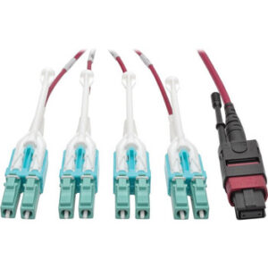 Tripp Lite 5M MTP MPO 8xLC 50/125 OM4 Fanout Patch Cable 12 Fiber 40GB CMP - N845-05M-8L-MG