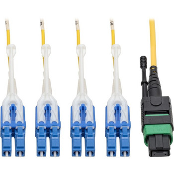 Tripp Lite MTP/MPO (APC) to 8xLC SMF Fiber Breakout Cable QSFP+ 40/100Gb 5M - N390-05M-8LC-AP