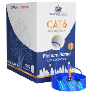 Washington Cables Cat6 Ethernet Cable 1000ft Plenum 550MHz 23AWG 4Pair Cat Solid Copper Cable - Blue - WC-612-BL